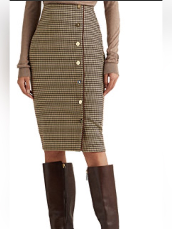 Lauren Ralph Lauren Dresses & Skirts - Lauren By Ralph Lauren Black Label Brown Houndstooth Skirt L Large